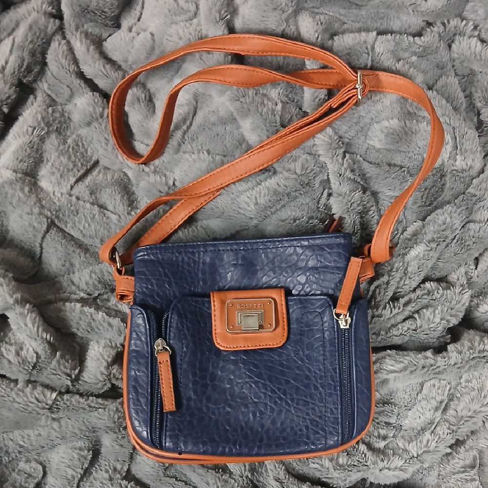 Rosetti Blue and Tan Crossbody Bag